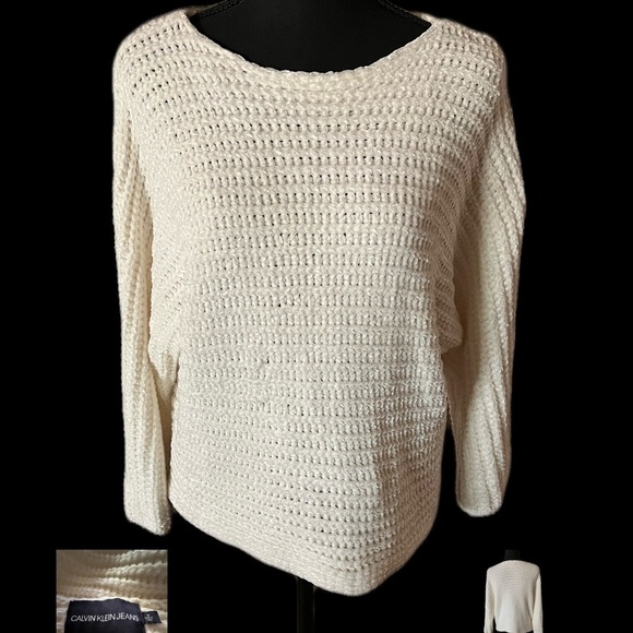 Calvin Klein Ivory Knit Sweater Medium - Picture 1 of 2